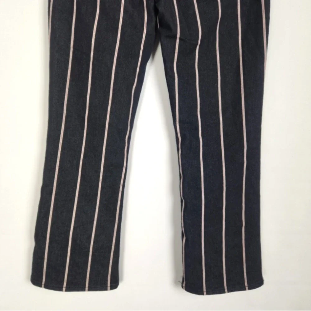 Madewell Elsie Cali Demi-Boot Jeans Women's Size 27 Black w/Red White Stripe